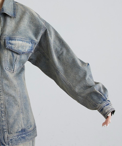 Lui's（ルイス）の「ウエストシェイプデニムジャケット（デニムジャケット・レディース・インディゴブルー/ブラック・FREE）」の15枚目の写真