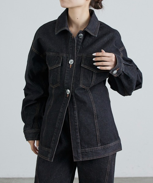 Lui's（ルイス）の「ウエストシェイプデニムジャケット（デニムジャケット・レディース・インディゴブルー/ブラック・FREE）」の18枚目の写真