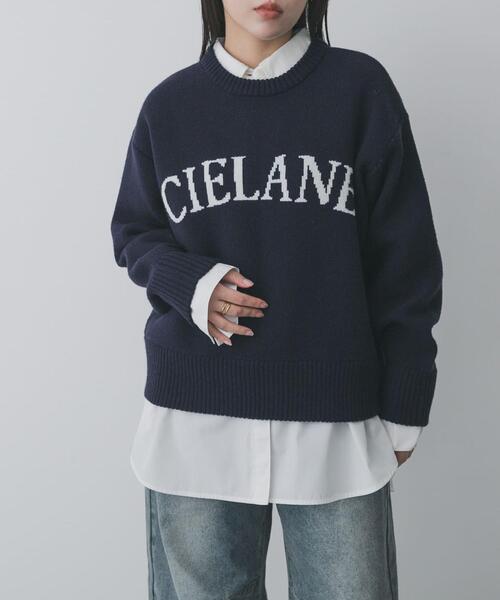 SENSE OF PLACE by URBAN RESEARCH（センスオブプレイスバイアーバンリサーチ）の「『洗濯可』ジャガードロゴニット（ニット/セーター・レディース・ピンク/グレー/ネイビー/ベージュ・ONE）」の3枚目の写真