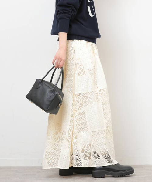 ジャーナルスタンダード レリューム（JOURNAL STANDARD relume）/ミックスレースフレアイージースカート セール】ミックスレースフレアイージースカート（スカート）｜JOURNAL