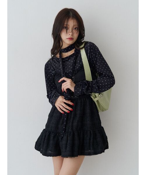 jouetie（ジュエティ）の「シアーベロアチョーカートップス ドット柄（Tシャツ/カットソー・レディース・アイボリー/ブラック・MEDIUM）」の5枚目の写真