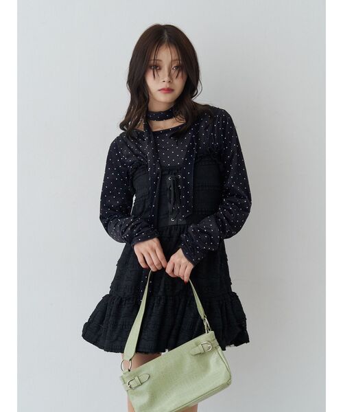 jouetie（ジュエティ）の「シアーベロアチョーカートップス ドット柄（Tシャツ/カットソー・レディース・アイボリー/ブラック・MEDIUM）」の7枚目の写真