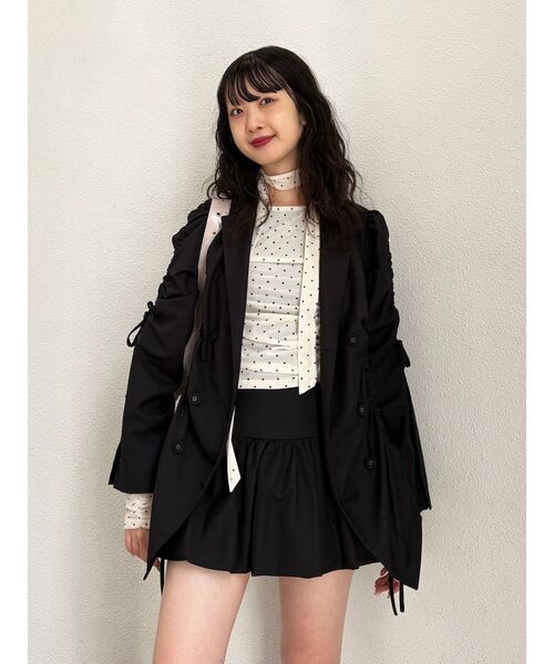 jouetie（ジュエティ）の「シアーベロアチョーカートップス ドット柄（Tシャツ/カットソー・レディース・アイボリー/ブラック・MEDIUM）」の17枚目の写真