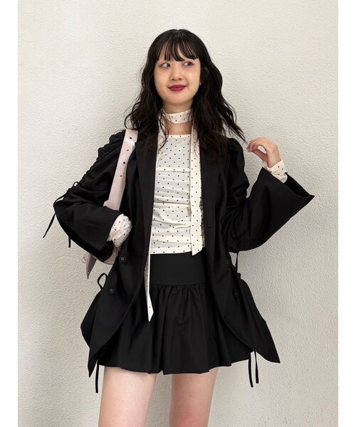 jouetie（ジュエティ）の「シアーベロアチョーカートップス ドット柄（Tシャツ/カットソー・レディース・アイボリー/ブラック・MEDIUM）」の18枚目の写真