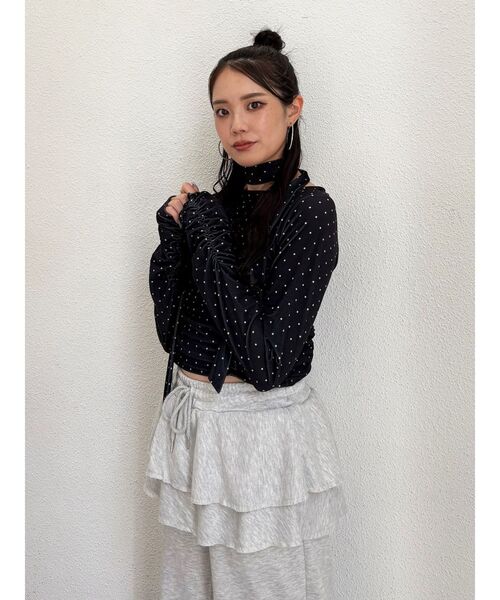 jouetie（ジュエティ）の「シアーベロアチョーカートップス ドット柄（Tシャツ/カットソー・レディース・アイボリー/ブラック・MEDIUM）」の22枚目の写真