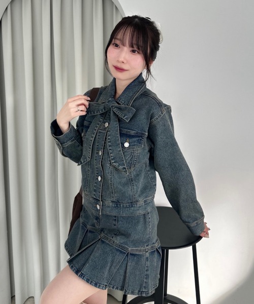 continuer de NICE CLAUP（コンティニューデナイスクラップ）の「【2026SS】ボウタイリボンGジャン（デニムジャケット・レディース・ブルー系その他/その他・FREE）」の16枚目の写真