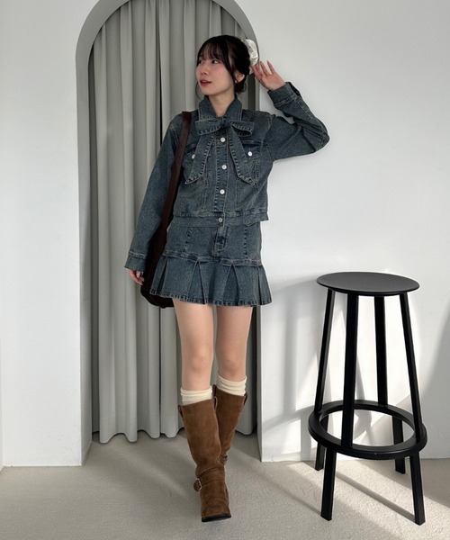 continuer de NICE CLAUP（コンティニューデナイスクラップ）の「【2026SS】ボウタイリボンGジャン（デニムジャケット・レディース・ブルー系その他/その他・FREE）」の7枚目の写真