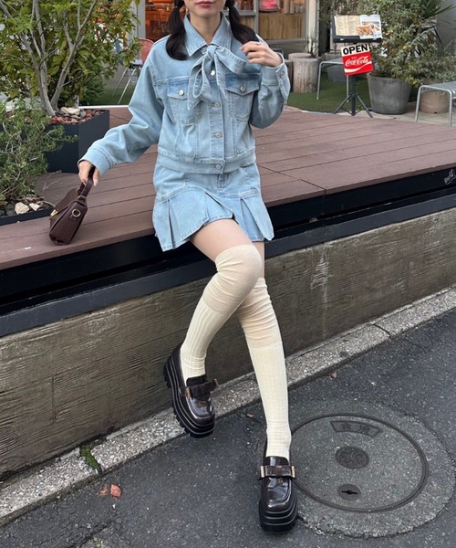 continuer de NICE CLAUP（コンティニューデナイスクラップ）の「【2026SS】ボウタイリボンGジャン（デニムジャケット・レディース・ブルー系その他/その他・FREE）」の22枚目の写真