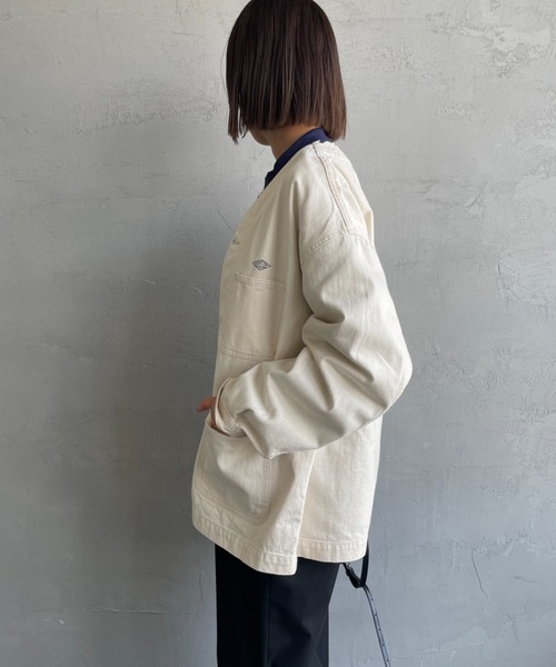 DANTON（ダントン）の「【WEB限定】[DANTON/ダントン] KATSURAGI Vネックノーカラーワークジャケット（ノーカラージャケット・レディース・アイボリー・40/38）」の6枚目の写真