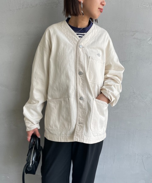 DANTON（ダントン）の「【WEB限定】[DANTON/ダントン] KATSURAGI Vネックノーカラーワークジャケット（ノーカラージャケット・レディース・アイボリー・40/38）」の11枚目の写真