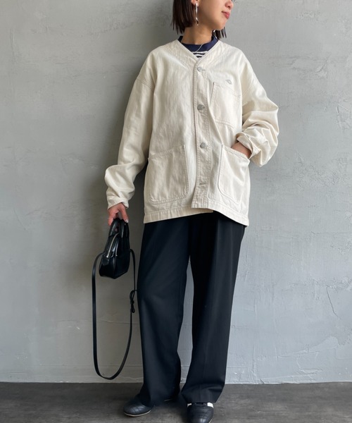 DANTON（ダントン）の「【WEB限定】[DANTON/ダントン] KATSURAGI Vネックノーカラーワークジャケット（ノーカラージャケット・レディース・アイボリー・40/38）」の12枚目の写真