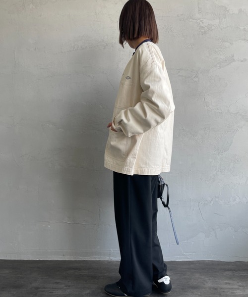DANTON（ダントン）の「【WEB限定】[DANTON/ダントン] KATSURAGI Vネックノーカラーワークジャケット（ノーカラージャケット・レディース・アイボリー・40/38）」の9枚目の写真