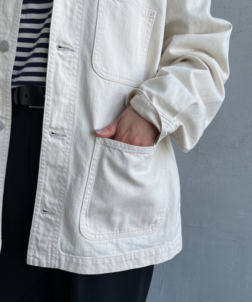 DANTON（ダントン）の「【WEB限定】[DANTON/ダントン] KATSURAGI Vネックノーカラーワークジャケット（ノーカラージャケット・レディース・アイボリー・40/38）」の18枚目の写真