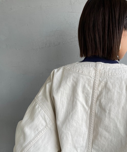 DANTON（ダントン）の「【WEB限定】[DANTON/ダントン] KATSURAGI Vネックノーカラーワークジャケット（ノーカラージャケット・レディース・アイボリー・40/38）」の17枚目の写真