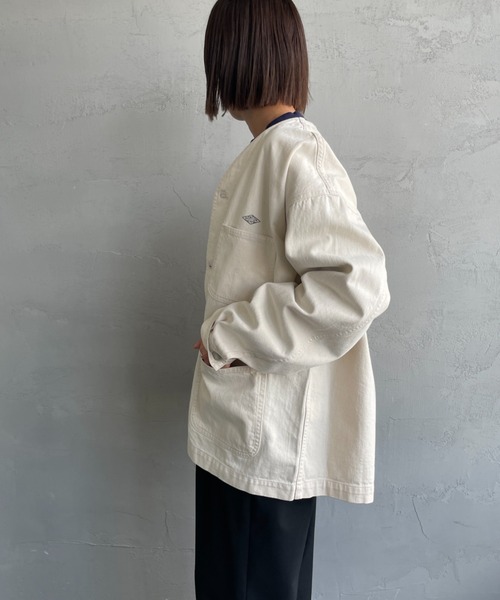 DANTON（ダントン）の「【WEB限定】[DANTON/ダントン] KATSURAGI Vネックノーカラーワークジャケット（ノーカラージャケット・レディース・アイボリー・40/38）」の14枚目の写真