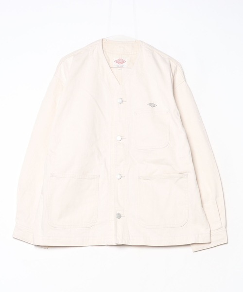 【美品】　DANTON カツラギノーカラージャケット 38 ホワイト WEB先行予約】[DANTON/ダントン] KATSURAGI Vネックノーカラーワーク