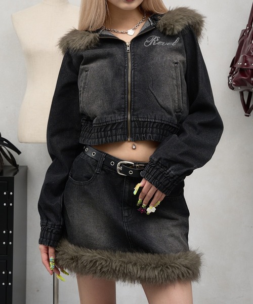 sedacle girl(セダクルガール)の「2wayフェイクファーデニムジャケット【SETUP着用可能】(デニムジャケット・レディース・ブラック/インディゴブルー/ダークインディゴブルー・SMALL/MEDIUM)」の11枚目の写真