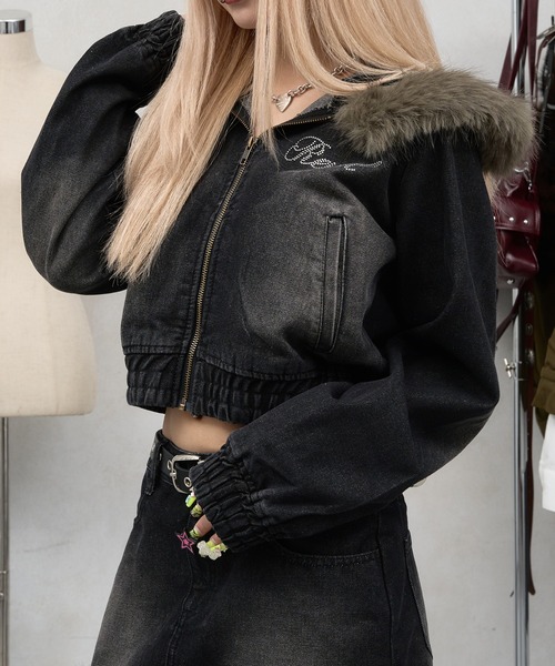 sedacle girl(セダクルガール)の「2wayフェイクファーデニムジャケット【SETUP着用可能】(デニムジャケット・レディース・ブラック/インディゴブルー/ダークインディゴブルー・SMALL/MEDIUM)」の12枚目の写真