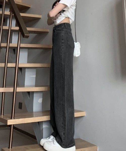 Teem Store（チームストア）の「ハイウエスト ワイドストレートデニムパンツ（デニムパンツ・レディース・チャコール/ブラック/ライトブルー・S/M/L）」の15枚目の写真