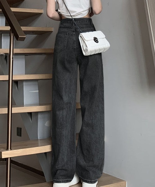 Teem Store（チームストア）の「ハイウエスト ワイドストレートデニムパンツ（デニムパンツ・レディース・チャコール/ブラック/ライトブルー・S/M/L）」の16枚目の写真