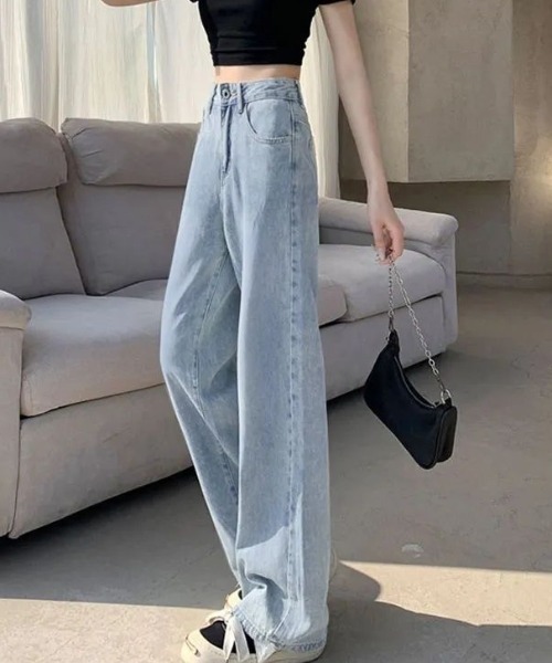 Teem Store（チームストア）の「ハイウエスト ワイドストレートデニムパンツ（デニムパンツ・レディース・チャコール/ブラック/ライトブルー・S/M/L）」の18枚目の写真