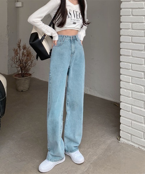 Teem Store（チームストア）の「ハイウエスト ワイドストレートデニムパンツ（デニムパンツ・レディース・チャコール/ブラック/ライトブルー・S/M/L）」の19枚目の写真