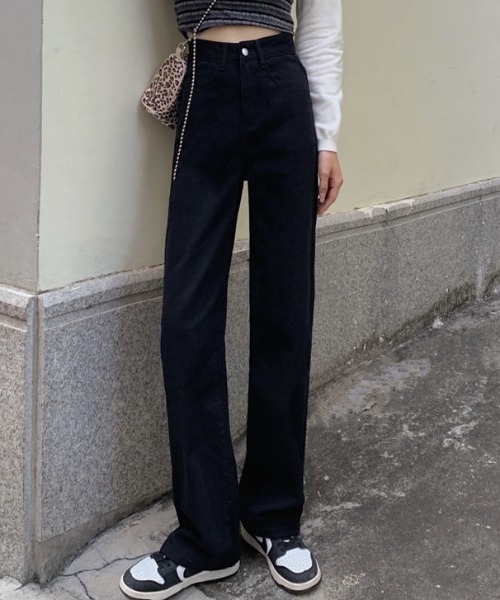 Teem Store（チームストア）の「ハイウエスト ワイドストレートデニムパンツ（デニムパンツ・レディース・チャコール/ブラック/ライトブルー・S/M/L）」の22枚目の写真