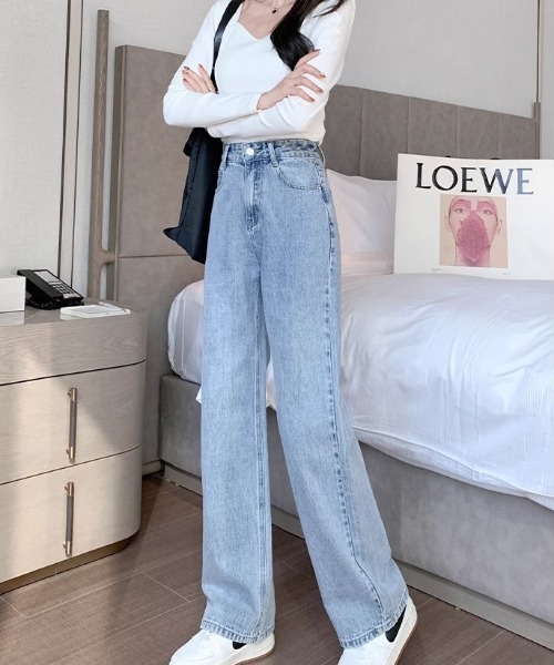 Teem Store（チームストア）の「ハイウエスト ワイドストレートデニムパンツ（デニムパンツ・レディース・チャコール/ブラック/ライトブルー・S/M/L）」の21枚目の写真