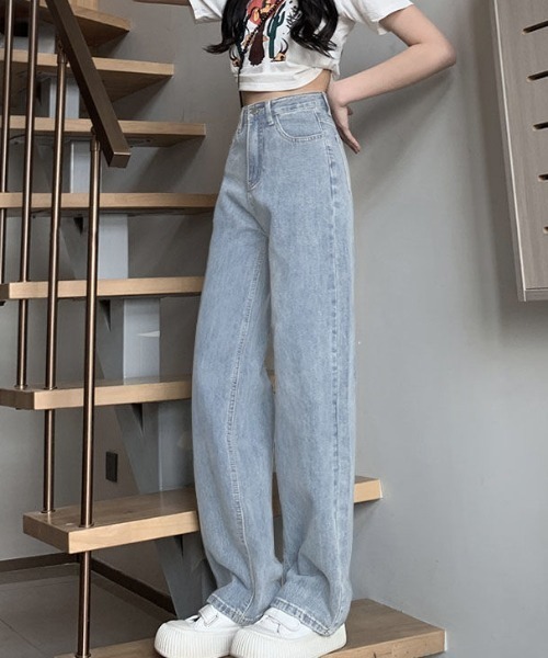 Teem Store（チームストア）の「ハイウエスト ワイドストレートデニムパンツ（デニムパンツ・レディース・チャコール/ブラック/ライトブルー・S/M/L）」の17枚目の写真