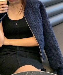 deux amour（ドゥーザムール）の「ツイード前ジップシングルジャケット（その他アウター）」