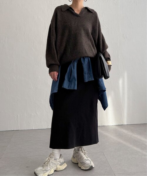 LBC（エルビーシー）の「ポロ襟スキッパーニット（ニット/セーター・レディース・グレー/ダークブラウン/ベージュ・M）」の9枚目の写真