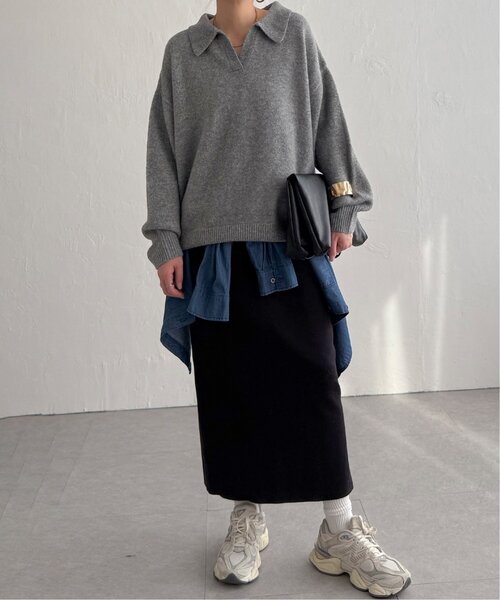 LBC（エルビーシー）の「ポロ襟スキッパーニット（ニット/セーター・レディース・グレー/ダークブラウン/ベージュ・M）」の14枚目の写真