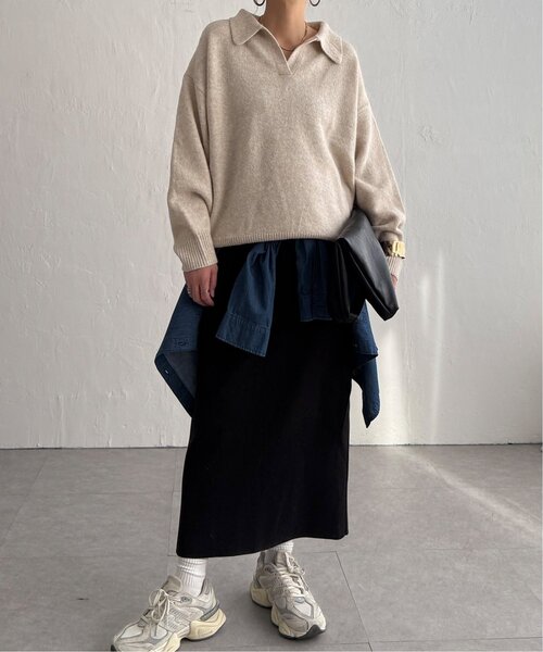 LBC（エルビーシー）の「ポロ襟スキッパーニット（ニット/セーター・レディース・グレー/ダークブラウン/ベージュ・M）」の21枚目の写真