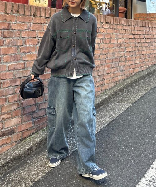 SOUNDSGOOOOD(サウンズグッド)の「【SOUNDS GOOOOD】製品染めニットジャケット(ニット/セーター・レディース・チャコールグレー/ブルー・ONE SIZE)」の22枚目の写真