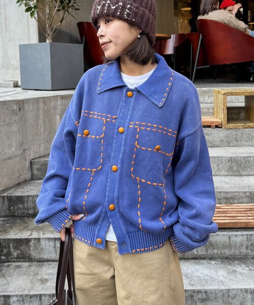 SOUNDSGOOOOD(サウンズグッド)の「【SOUNDS GOOOOD】製品染めニットジャケット(ニット/セーター・レディース・チャコールグレー/ブルー・ONE SIZE)」の18枚目の写真