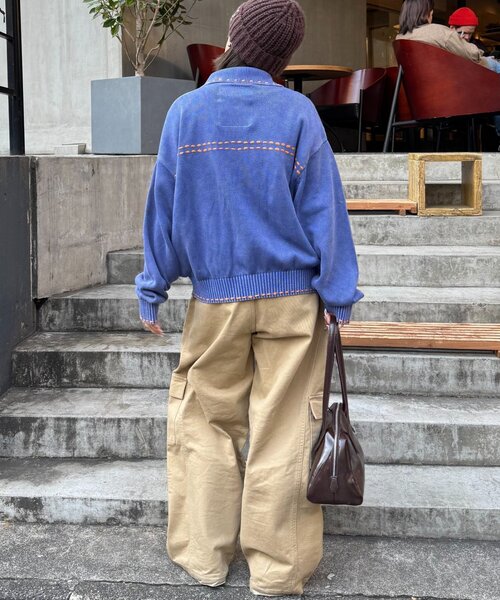 SOUNDSGOOOOD(サウンズグッド)の「【SOUNDS GOOOOD】製品染めニットジャケット(ニット/セーター・レディース・チャコールグレー/ブルー・ONE SIZE)」の12枚目の写真