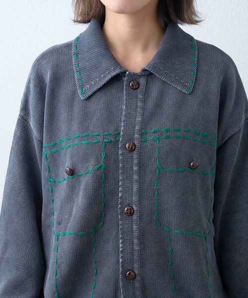 SOUNDSGOOOOD(サウンズグッド)の「【SOUNDS GOOOOD】製品染めニットジャケット(ニット/セーター・レディース・チャコールグレー/ブルー・ONE SIZE)」の8枚目の写真