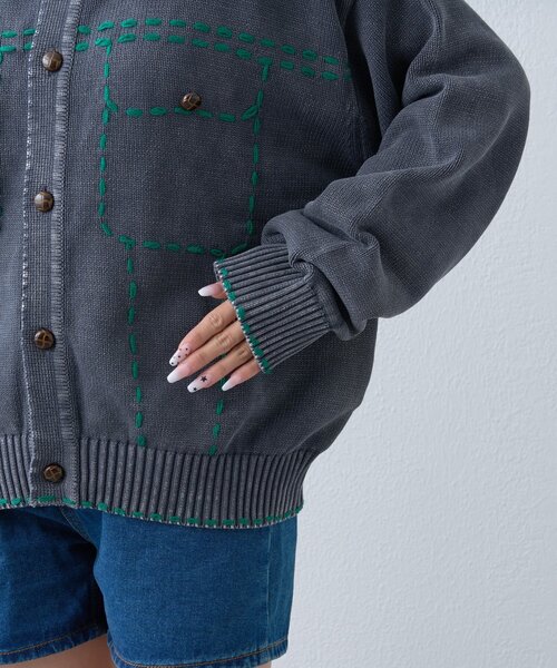 SOUNDSGOOOOD(サウンズグッド)の「【SOUNDS GOOOOD】製品染めニットジャケット(ニット/セーター・レディース・チャコールグレー/ブルー・ONE SIZE)」の6枚目の写真