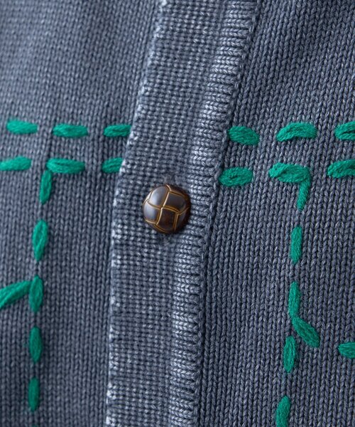 SOUNDSGOOOOD(サウンズグッド)の「【SOUNDS GOOOOD】製品染めニットジャケット(ニット/セーター・レディース・チャコールグレー/ブルー・ONE SIZE)」の4枚目の写真