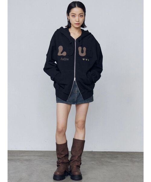 EMODA(エモダ)の「ロゴパッチオーバーフーディ(パーカー・レディース・ブラック/アイボリー/グレー・FREE)」の17枚目の写真