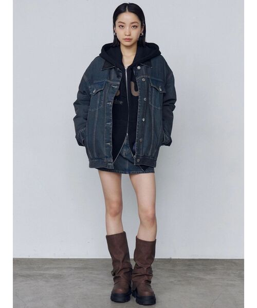 EMODA(エモダ)の「ロゴパッチオーバーフーディ(パーカー・レディース・ブラック/アイボリー/グレー・FREE)」の21枚目の写真