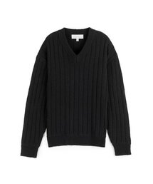 コットンブークレVネックニットブラック SEKT003BLACK
