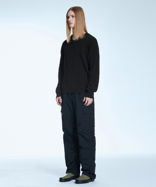 SECONDMONO(セカンドモノローグ)の「コットンブークレVネックニットブラック SEKT003BLACK(ニット/セーター・メンズ・その他・L/M/S)」の3枚目の写真