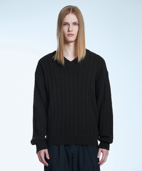 SECONDMONO(セカンドモノローグ)の「コットンブークレVネックニットブラック SEKT003BLACK(ニット/セーター・メンズ・その他・L/M/S)」の5枚目の写真