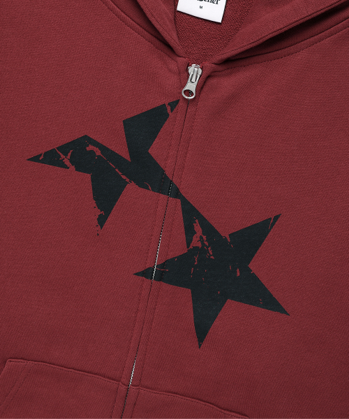 Cavish(カビシ)の「TWIN STAR ZIP UP HOODIE BURGUNDY(CV2FFUM498A)(パーカー・レディース・バーガンディー・S/M/L)」の4枚目の写真