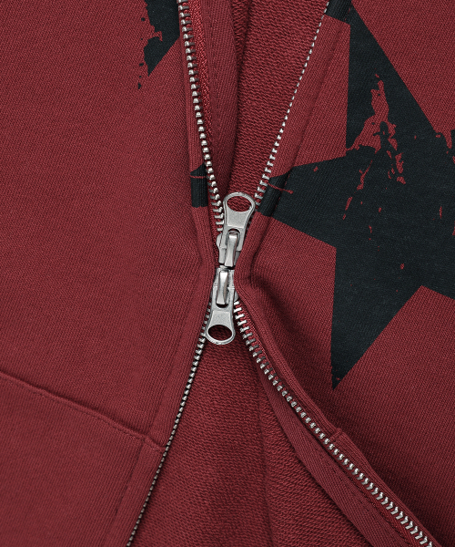 Cavish(カビシ)の「TWIN STAR ZIP UP HOODIE BURGUNDY(CV2FFUM498A)(パーカー・レディース・バーガンディー・S/M/L)」の5枚目の写真