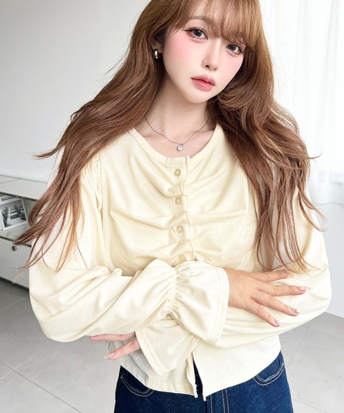 DAMA 絹100％⭐︎ボレロカーディガン定価3.3万 新品タグ付き セール】フロントタックカットソーカーディガン（カーディガン/ボレロ