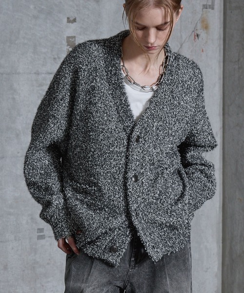 SERACE】Tweed like mix color v-neck cardigan / ツイードライク