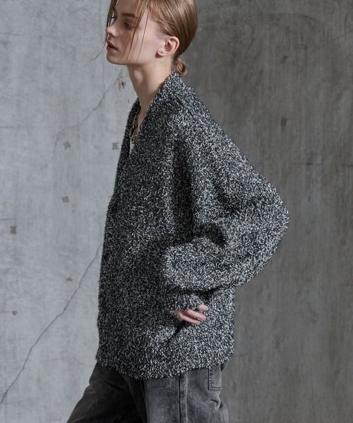 SERACE(セラス)の「【SERACE】Tweed like mix color v-neck cardigan / ツイードライクミックスカラーVネックカーディガン(カーディガン/ボレロ・メンズ・ブルー/ブラック・L/M/S)」の4枚目の写真