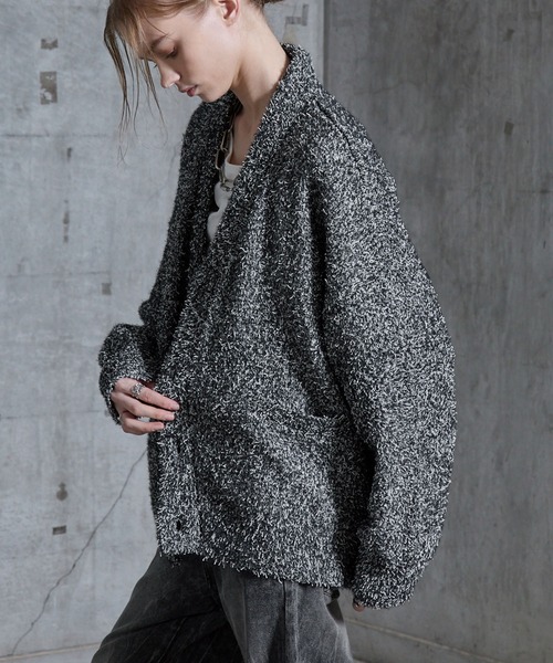 SERACE（セラス）の「【SERACE】Tweed like mix color v-neck cardigan